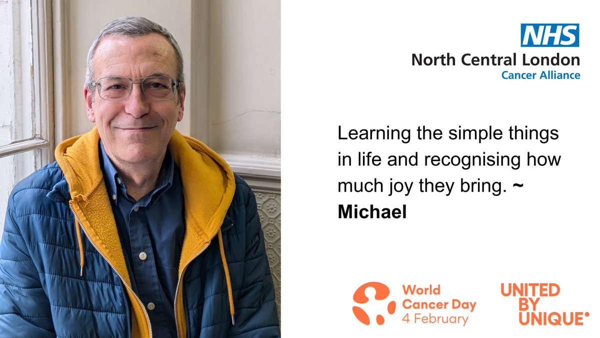 Michael is one of our Patient Partners and his insights have helped a number of our projects.  #WorldCancerDay #UnitedByUnique