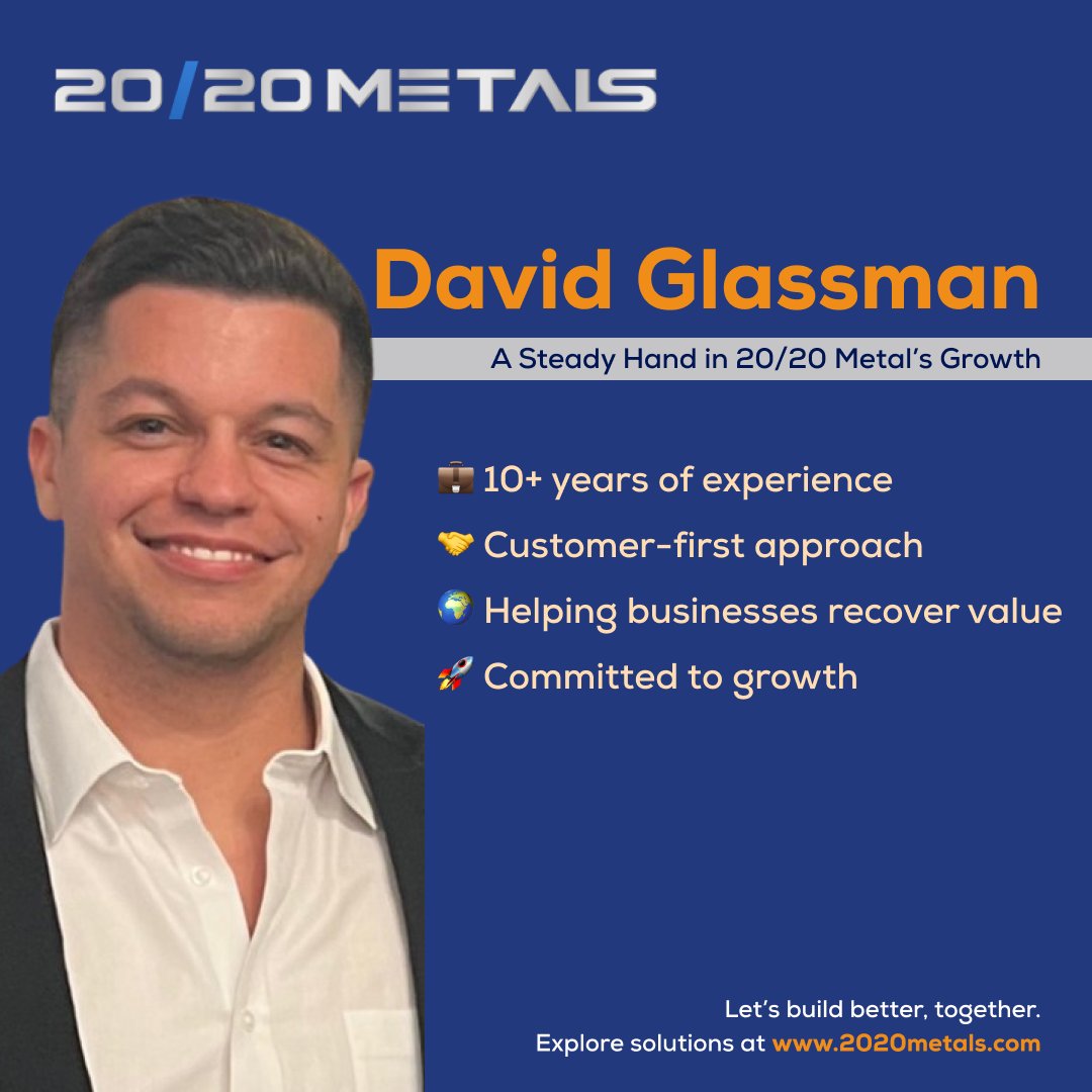 20/20 Metals LLC (@2020metals) on Twitter photo David Glassman, from steel warehouse beginnings to 20/20 Metals leader, has over 10 years of experience putting clients first and maximizing surplus value. 
A true people-first leader! 💼🤝 
#2020Metals #Leadership David Glassman, from steel warehouse beginnings to 20/20 Metals leader, has over 10 years of experience putting clients first and maximizing surplus value. 
A true people-first leader! 💼🤝 
#2020Metals #Leadership