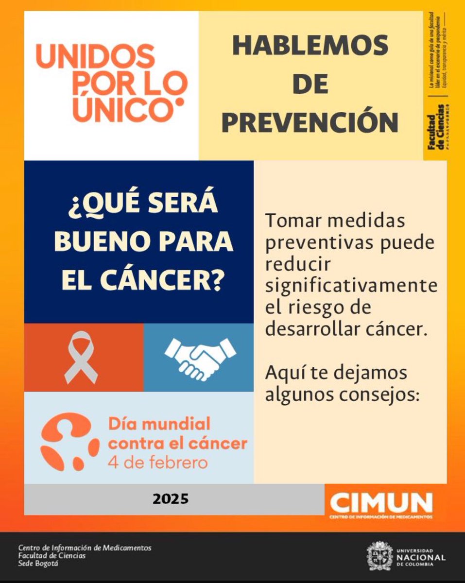 CIMUNCOL's tweet photo. Hoy es 4 de febrero, día mundial contra el cáncer. En su conmemoración, queremos compartirles unos tips sencillos que podemos apropiar en nuestra vida diaria para prevenir el cáncer. Recuerda compartir con los tuyos ¡Cuidémonos! ✨ https://t.co/jrAJk7gdUG