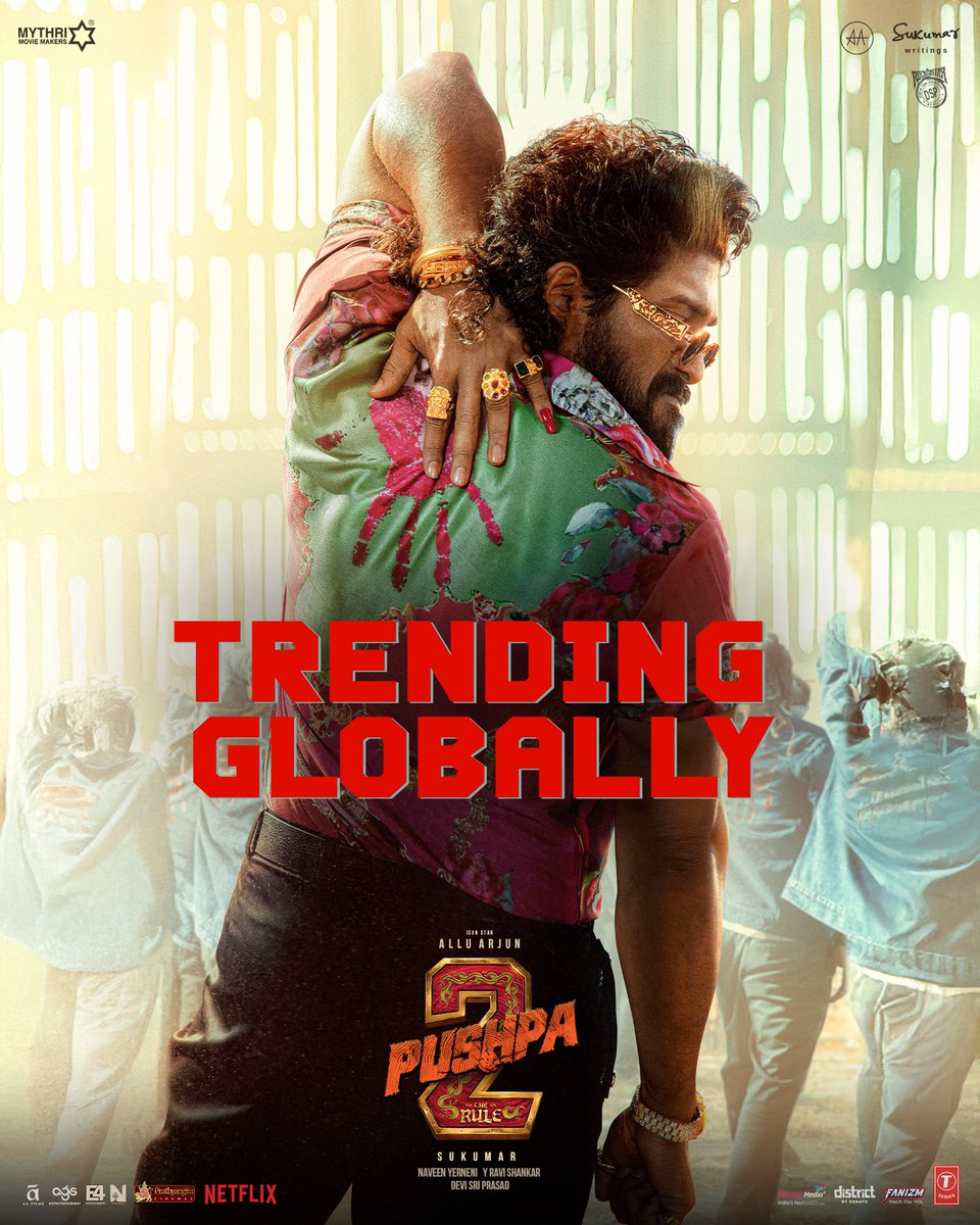 PushpaMovie's tweet photo. The RAMPAGE continues after setting the box office on FIRE ❤️‍🔥

#Pushpa2TheRule TRENDING GLOBALLY on @NetflixIndia with humongous appreciation all over 💥💥

#Pushpa2OnNetflix
#Pushpa2
#WildFirePushpa https://t.co/8awt4jwARF