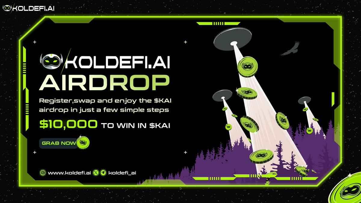 🚀 KOLDEFI.AI Airdrop is Live! 🚀

💰 Win from a $10,000 Prize Pool in $KAI
✅ Register, swap &amp; claim your rewards in just a few steps!
🎯 Join &amp; Invite 3 Friends to qualify
🔗 Join Now: t.me/koldefiairdrop…
📢 Follow us: @koldefi_ai
#KOLDEFI #Airdrop #Web3 #DeFi