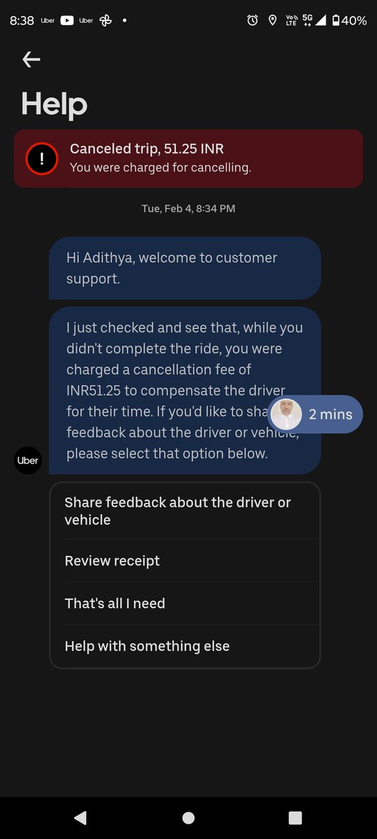 24adithya's tweet photo. Uber driver came entered the OTP and asked me the payment method. When I told him it's online he told me to cancel and left. Didn't even cancel the trip. Tried reaching your customer support but to no avail! Ultimately I paid 51 INR for a trip I wasn't even in. #uber #uberdriver https://t.co/Qg14RmcZ0m