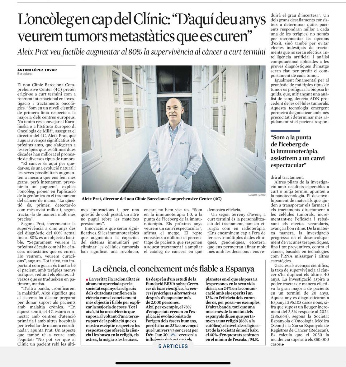 Hospital Clínic (@hospitalclinic) on Twitter photo #DiaMundialContraElCàncer | El Dr. @prat_aleix, director de l’Institut del #Càncer i Malalties de la Sang #CLÍNIC, ha parlat amb <a href="/LaVanguardia/">La Vanguardia</a> del nou Clínic Barcelona Comprehensive Cancer Center i dels principals reptes de l’abordatge de la malaltia
Llegeix la notícia #DiaMundialContraElCàncer | El Dr. @prat_aleix, director de l’Institut del #Càncer i Malalties de la Sang #CLÍNIC, ha parlat amb <a href="/LaVanguardia/">La Vanguardia</a> del nou Clínic Barcelona Comprehensive Cancer Center i dels principals reptes de l’abordatge de la malaltia
Llegeix la notícia