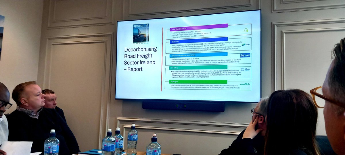 Screen shot of FTA Ireland presentation on decarbonisation and alternative fuels for the logistics industry.