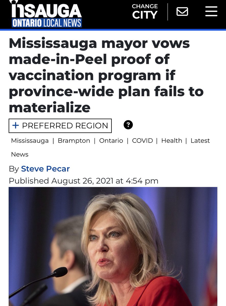 ryangerritsen's tweet image. Bonnie Crombie is running for Premier of Ontario. When she was Mayor of Mississauga she was going to launch her own proof of vax program if the Province didn’t. Never forget about the people who wanted to segregate you and your children from society.