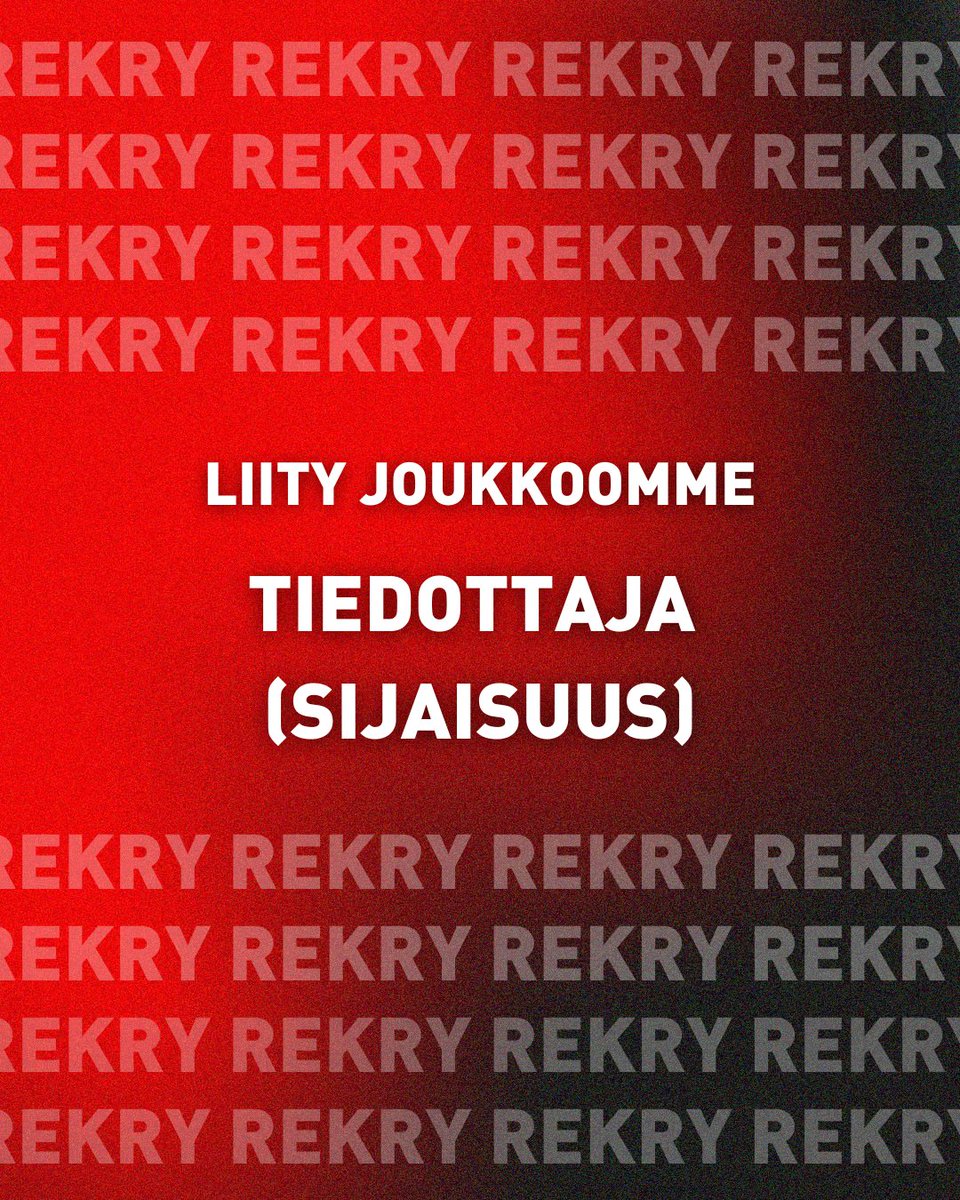 Haemme tiedottajan sijaista, joka uskaltaa tarttua puhelimeen ja etsiä luovia tapoja kertoa työstämme.

Tiedottajana rakennat mediasuhteita, valmennat asiantuntijoita ja teet vetäviä tiedotteita.

Tunnistatko itsesi? Lue lisää ja hae 16.2. mennessä. 👇

ats.talentadore.com/apply/haemme-t…