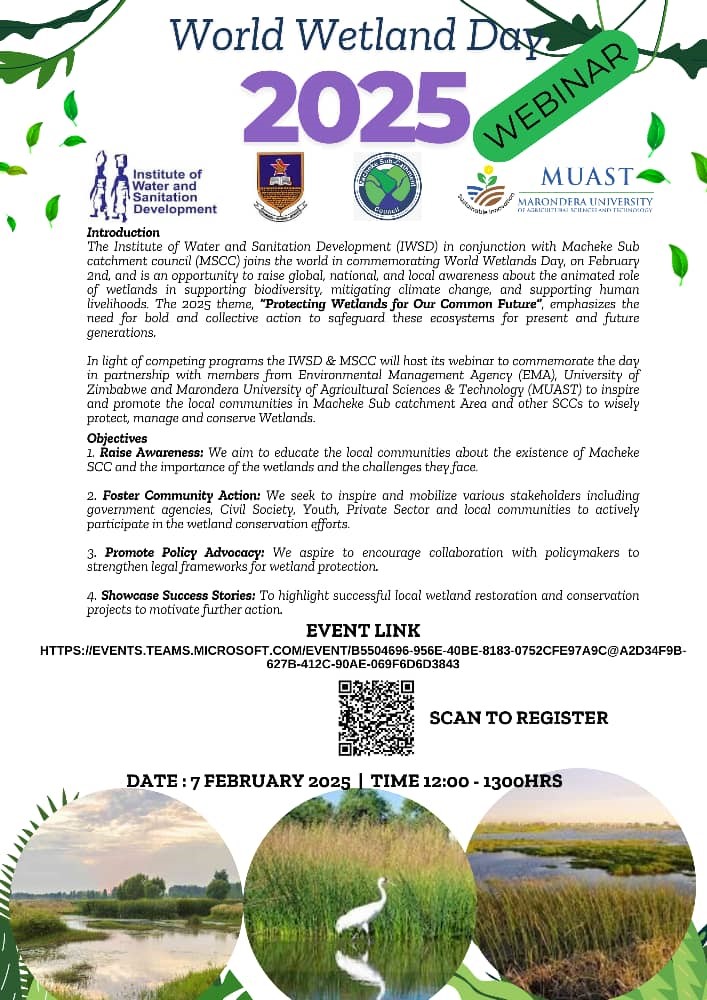Get ready to explore the significance of wetlands! 🌿 As part of the World Wetland Day celebrations, we’re bringing you an exciting webinar series to highlight their vital importance! 
To Register, simply click the link and secure your spot now! 
👉 lnkd.in/dR2YX9NP