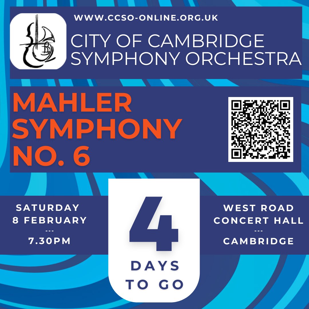Mahler 6, 8 Feb
West Road Concert Hall, Cambridge

It's going to be BIG! It's going to be LOUD! It's going to be EXCITING! And there's even a cowbell!

CCSO would love to see you there.

ccso-online.org.uk
ticketsource.co.uk/city-of-cambri…

@westroadconcerthall 
@pipviolin 
@cam_sight