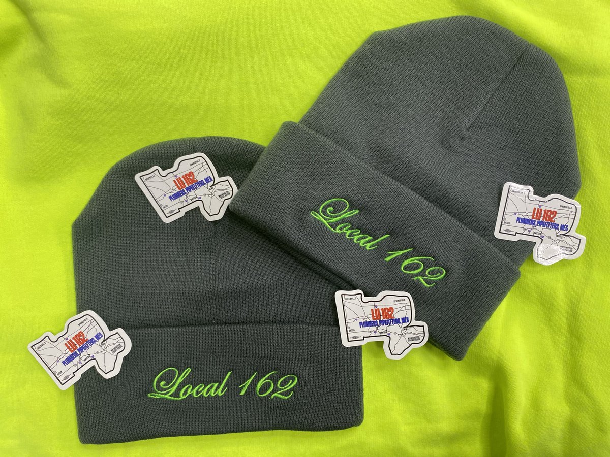 local_162's tweet photo. 🚨 New beanies and stickers came in!! Stop by the hall to pick some up today. #unionmade as always 💪 https://t.co/xoivpeARDO