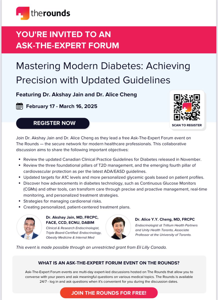 Akshay Jain MD, FRCPC, FACE (@akshayjainendo) on Twitter photo Looking forward to a tête-à-tête with the awesome <a href="/AliceYYCheng/">Dr. Alice Cheng</a> talking about practical pearls for implementing the latest #diabetes guidelines! Make sure to register at:
app.therounds.com/mastering-mode… Looking forward to a tête-à-tête with the awesome <a href="/AliceYYCheng/">Dr. Alice Cheng</a> talking about practical pearls for implementing the latest #diabetes guidelines! Make sure to register at:
app.therounds.com/mastering-mode…
