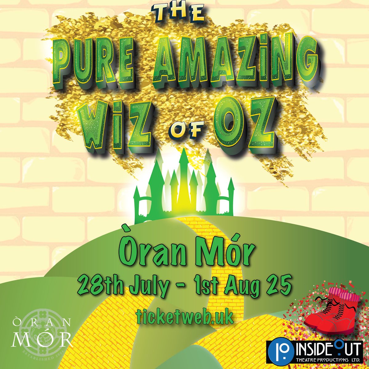 We are thrilled to be bringing our all singing, all dancing  banterlicious family show THE PURE AMAZING WIZ OF OZ to the wonderful <a href="/OranMorGlasgow/">Òran Mór</a> 28th July-1st August. Book now at ticketweb.uk