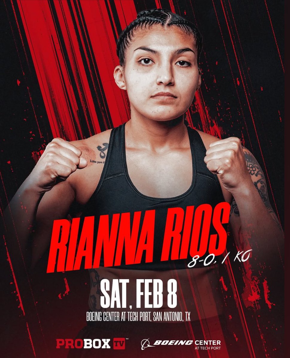 BoxingMBeauty's tweet photo. Fight Week
Texas’ @RiRios10 (8-0, 1KO) vs Jalisco’s Nancy Franco (19-21-2, 5KOs) in a bantam match Saturday @BoeingCenterSA live @ProBox_TV https://t.co/gffExJMAH5