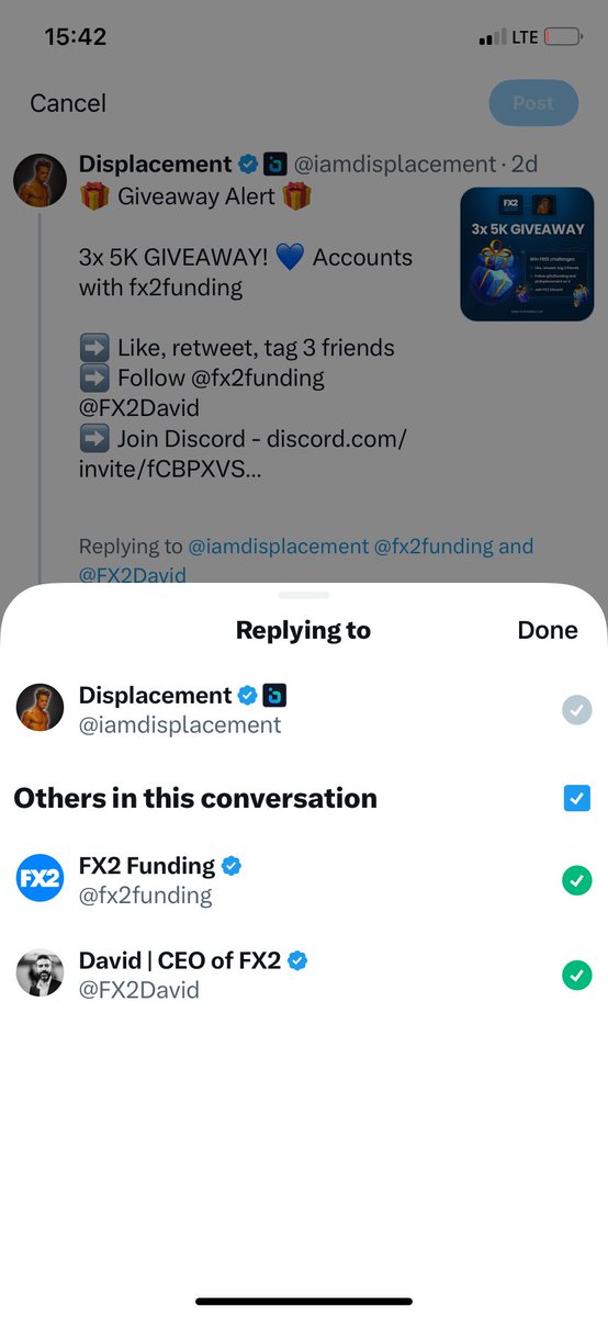 FCrypto122's tweet photo. @iamdisplacement @fx2funding @FX2David Done ✅ 
@FelicyOma 
@MAR_V_3L 
@promise_jp_ 
🙏🙏 https://t.co/pOsXLLuo6o
