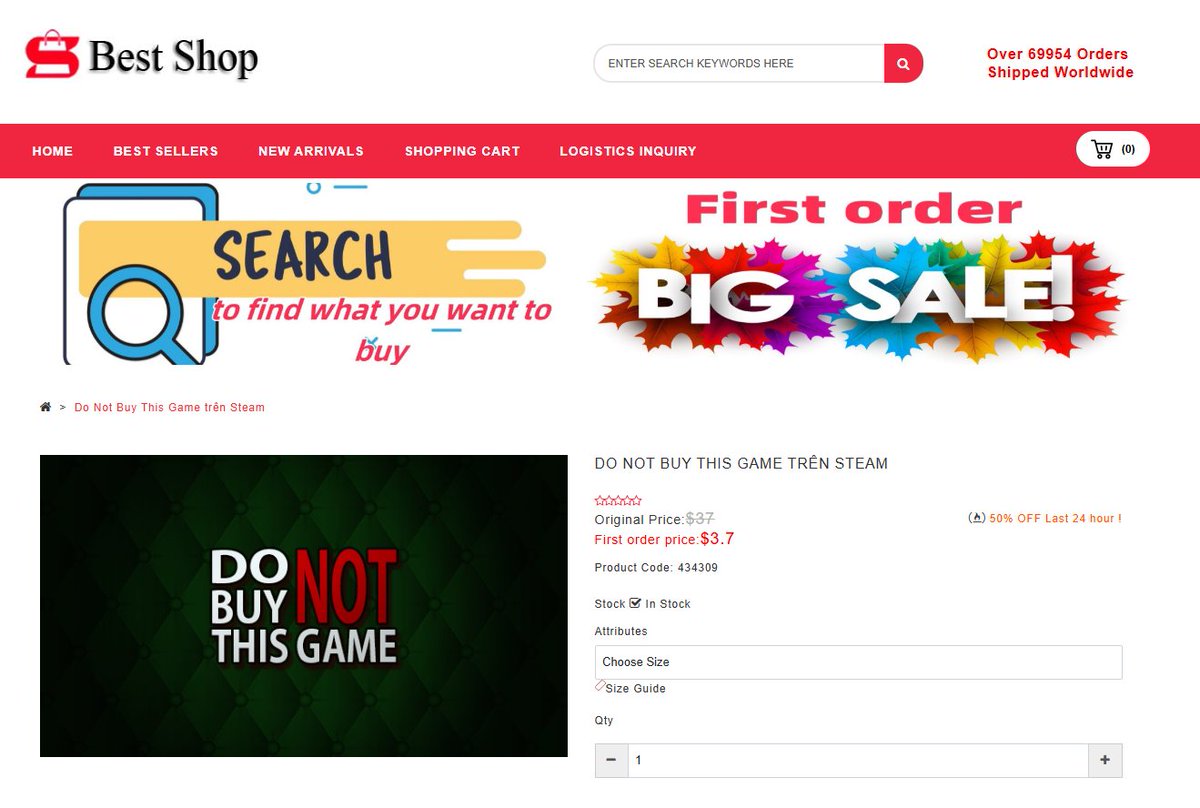kingbladeDev's tweet image. Scam sites selling unreleased products are amazing.
I can even choose what size I want!