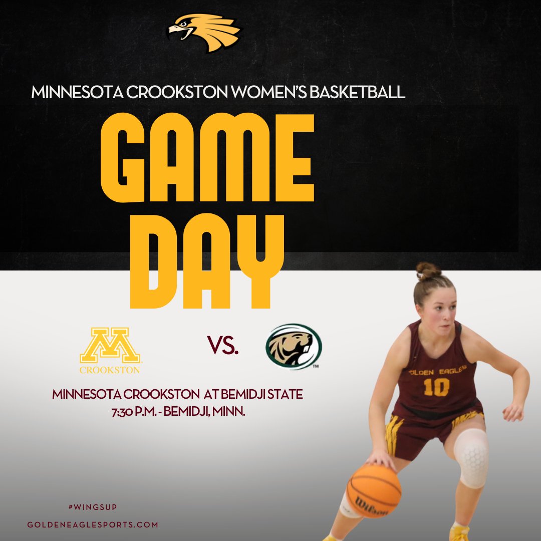 The <a href="/UMNCrookstonWBB/">Minnesota Crookston WBB</a> team is set for a road game down U.S. Highway 2 88 miles, as they face the Beavers!

🆚Bemidji State
⏰7:30 p.m.
📍BSU Gymnasium, Bemidji, Minn.
📈bsubeavers.com/sidearmstats/w…
📺nsicnetwork.com/bsubeavers/

#WingsUp