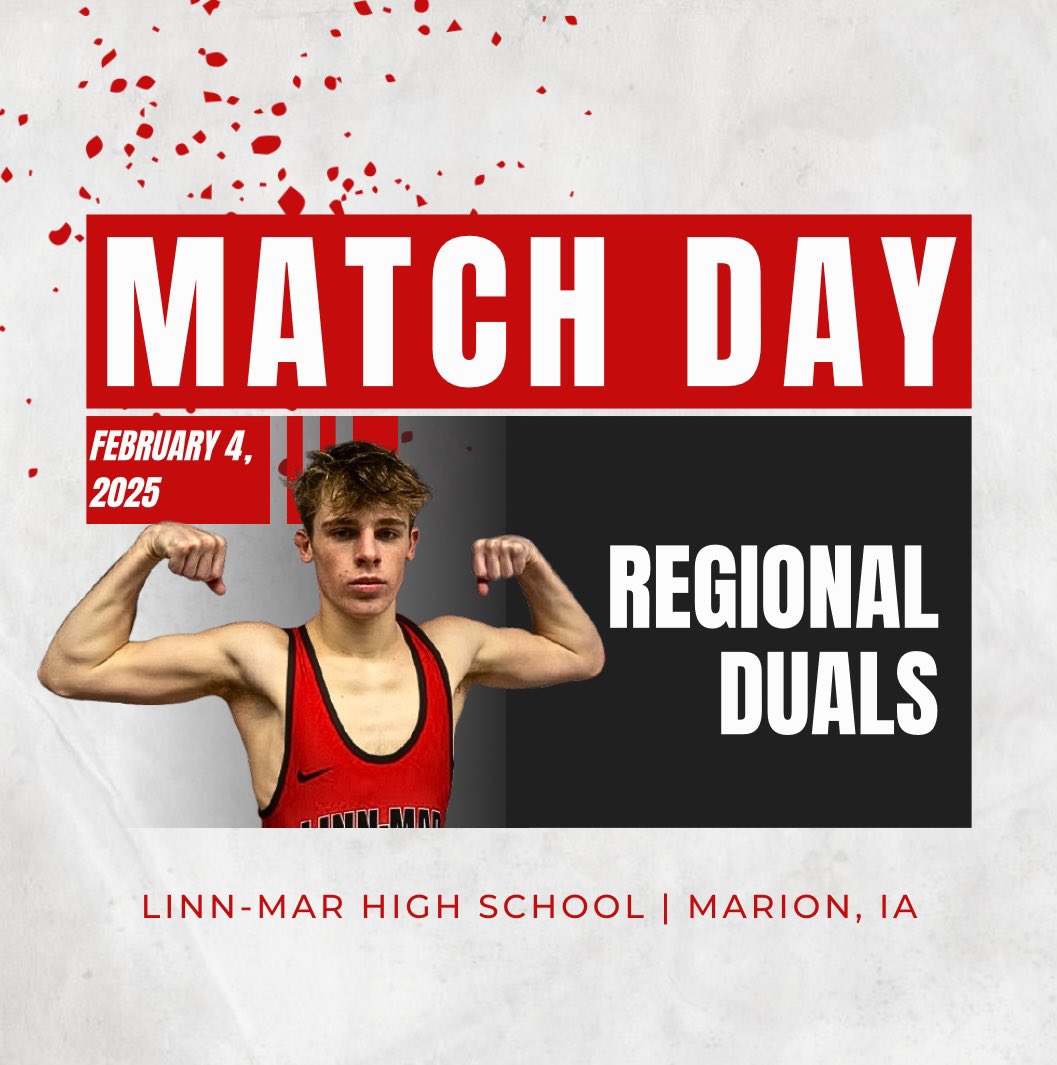 Regional Duals

 #4 Linn-Mar vs #17 Bondurant-Farrar or #18 North Scott

⏰6:00 pm

📺: youtube.com/live/DNdazRMQ2…

📍Linn-Mar High School

#RiseToTheChallenge🦁