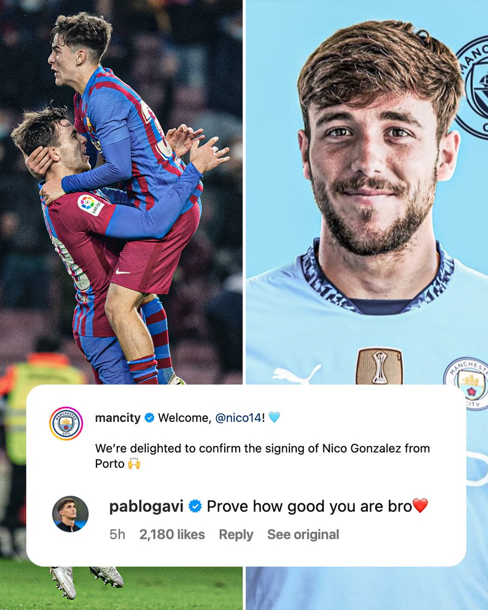 Gavi sent Man City's newest signing and former La Masia graduate a message of good faith ahead of his move to England.

The two rose through the ranks together, playing with Barcelona B ahead of their senior move up ❤️