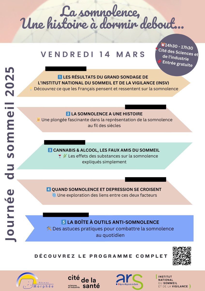 📢 #SavetheDate
Nous vous donnons rdv à la <a href="/citedessciences/">Cité des sciences et de l'industrie</a>  pour la Journée Nationale du Sommeil, organisée par <a href="/INSV_Sommeil/">INSV</a> 

🗓 Date : Vendredi 14 Mars
📍 Lieu : Cité des Sciences et de l'Industrie - salle Jean Painlevé
⏰ Horaires : 14h30-17h30
🔖 Entrée : Libre et gratuite