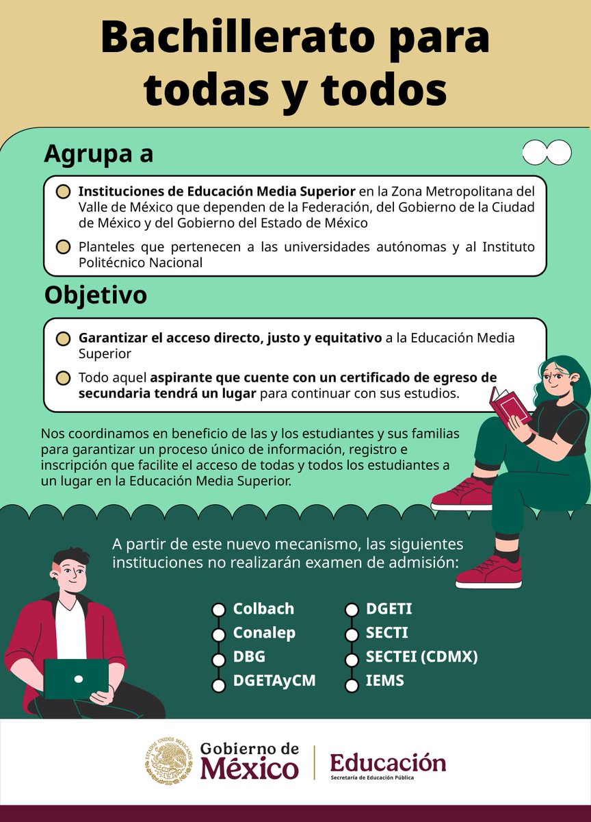 ¡Adiós, Comipems! Presentamos el Bachillerato Nacional para Todas y Todos ¡Mi derecho, Mi lugar!

Todas y todos los estudiantes que terminan la secundaria, tendrán un lugar asegurado en las instituciones públicas de Educación Media Superior.

Espera más información muy pronto.