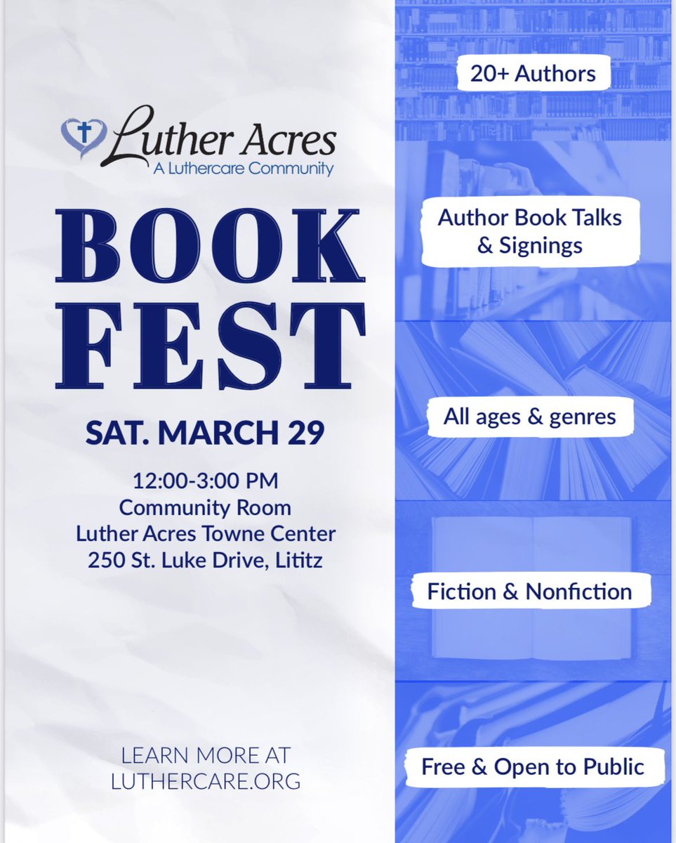I’m excited to be one of the authors at Book Fest on March 29th! Come check out the event as it’s open and free to the public.