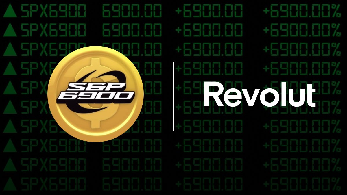 #SPX6900 has just been listed on @RevolutApp 

55 Million Users.

#1 Finance App in the UK, France, Spain, Italy, Switzerland, Portugal, Poland and many other countries.

Stop Trading and Believe in Something.