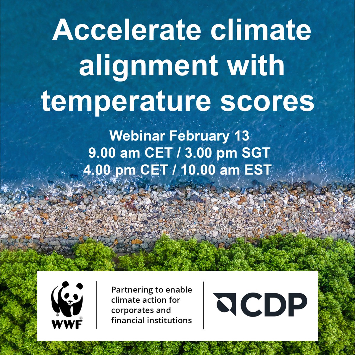Aaron Vermeulen (@wwfleadfinance) on Twitter photo Ready to turn #climate commitment into action?
Join our Feb 13 WEBINAR on how #TemperatureScores can drive #ParisAlignment. Explore <a href="/CDP/">CDP</a>'s #NetZero Alignment Dataset & <a href="/WWF/">WWF</a>'s #ITR Tool.
09.00 CET / 15.00 SGT events.teams.microsoft.com/event/02a242d7โฆ
16.00 CET / 10.00 EST events.teams.microsoft.com/event/ebb5a269โฆ Ready to turn #climate commitment into action?
Join our Feb 13 WEBINAR on how #TemperatureScores can drive #ParisAlignment. Explore <a href="/CDP/">CDP</a>'s #NetZero Alignment Dataset & <a href="/WWF/">WWF</a>'s #ITR Tool.
09.00 CET / 15.00 SGT events.teams.microsoft.com/event/02a242d7โฆ
16.00 CET / 10.00 EST events.teams.microsoft.com/event/ebb5a269โฆ