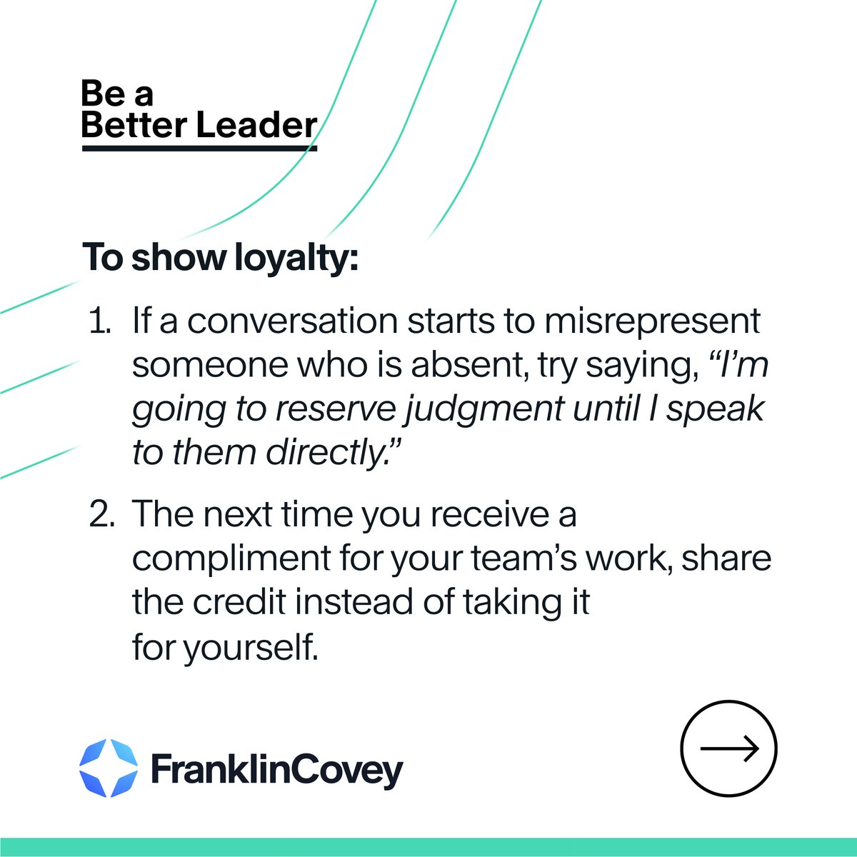 franklincovey's tweet photo. Be a better leader. Show loyalty with these two best practices. Visit https://t.co/uBCG6LXhVk for more leadership development resources based on Leading at the Speed of Trust®. #BeABetterLeader #LeadershipTraining #LeadershipDevelopment #LeadershipSkillsTraining https://t.co/zyhf9HOWOQ