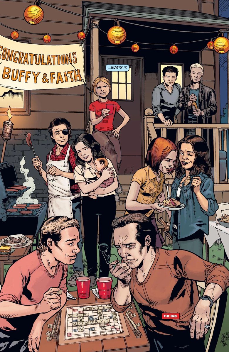 pinko_fag's tweet photo. There is no Buffy take I hate more than Spike or Angel being her endgame. Buffy ends the show AND the comics without a romantic partner (even has a whole monologue about it) and turns to her friends for community. That is one of the key messages of the show. Let it be that! https://t.co/2bqPMYWjpj