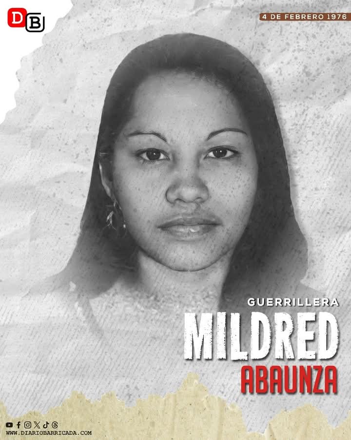Hoy hace 49 años cayó en combate la compañera Mildred Abaunza en la Colonia Centroamérica, Ciudad de Managua. Sin la participación de la mujer no hay  revolución. 
Honor y Gloria.
#4619SiempreMasAlla