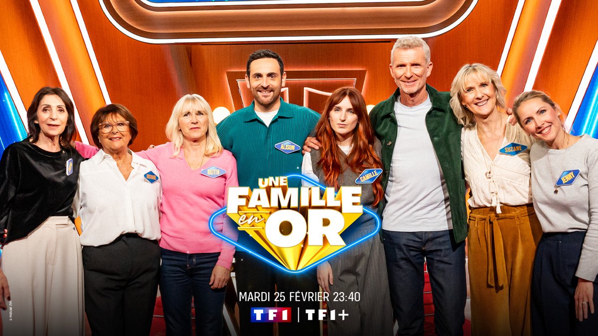 TF1Pro's tweet photo. #Annonce
@UneFamilleEnOr : nouvelle saison totalement folle !

Exceptionnel pour ce 1er ép.
@CamilleCombal devient candidat entouré de sa vraie famille
Face à lui, une autre famille inattendue, prête à tout pour le battre : Alison Wheeler et sa famille !

Mardi 25/2 à 23h40 @TF1 https://t.co/tBAM2OfWPj