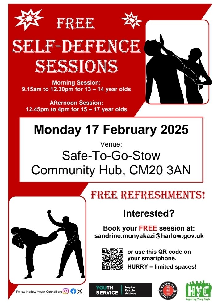 We still have a few spaces left to take part in a FREE self-defence session on Monday 17 February for 13-17 year olds.