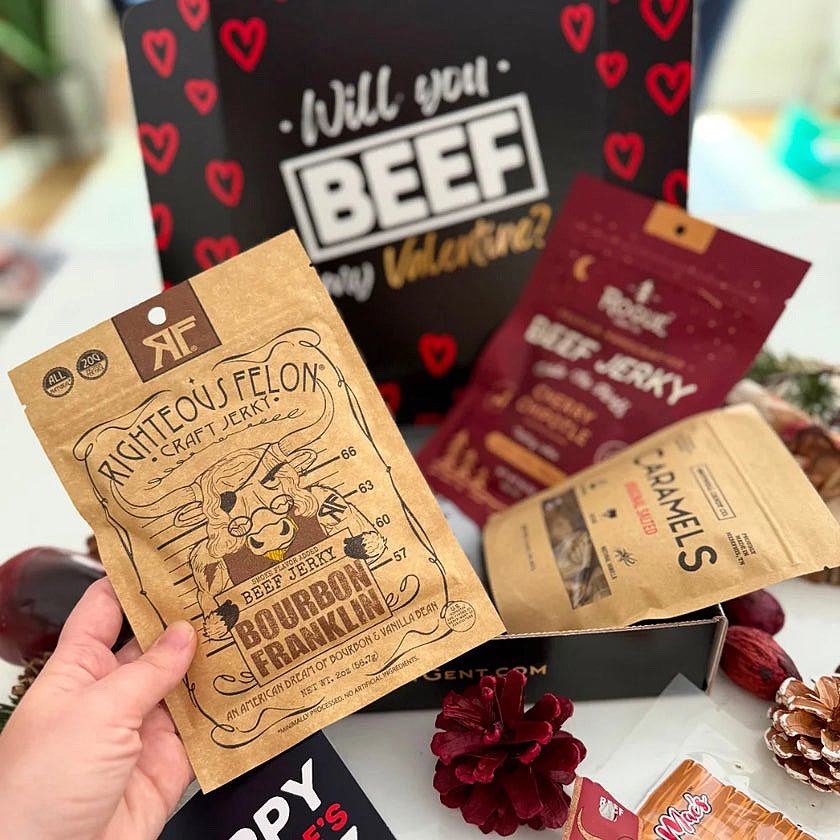 Skip the chocolate! 🥩 Gift premium handcrafted jerky this Valentine’s Day! Save 10% on gifts with code: VDAY. JerkyGent.com #ValentinesDay #Gifts #BeefJerky #JerkyGent