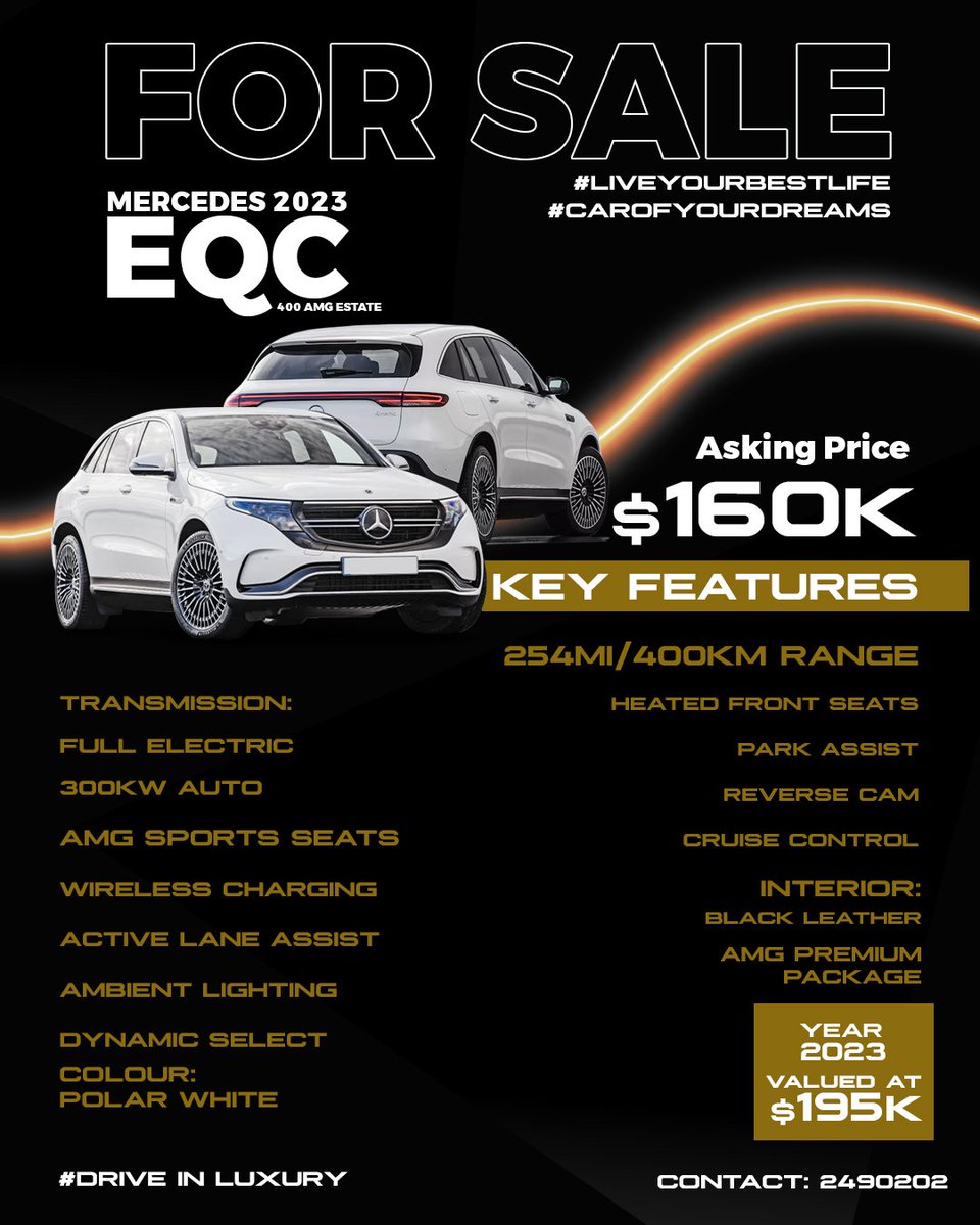 Ren_isRen's tweet image. Want to drive in LUXURY?
Want to own your DREAM SUV?

You can do both with this excellent opportunity,  priced for immediate sale! 
#merc #eqc #electric #luxury