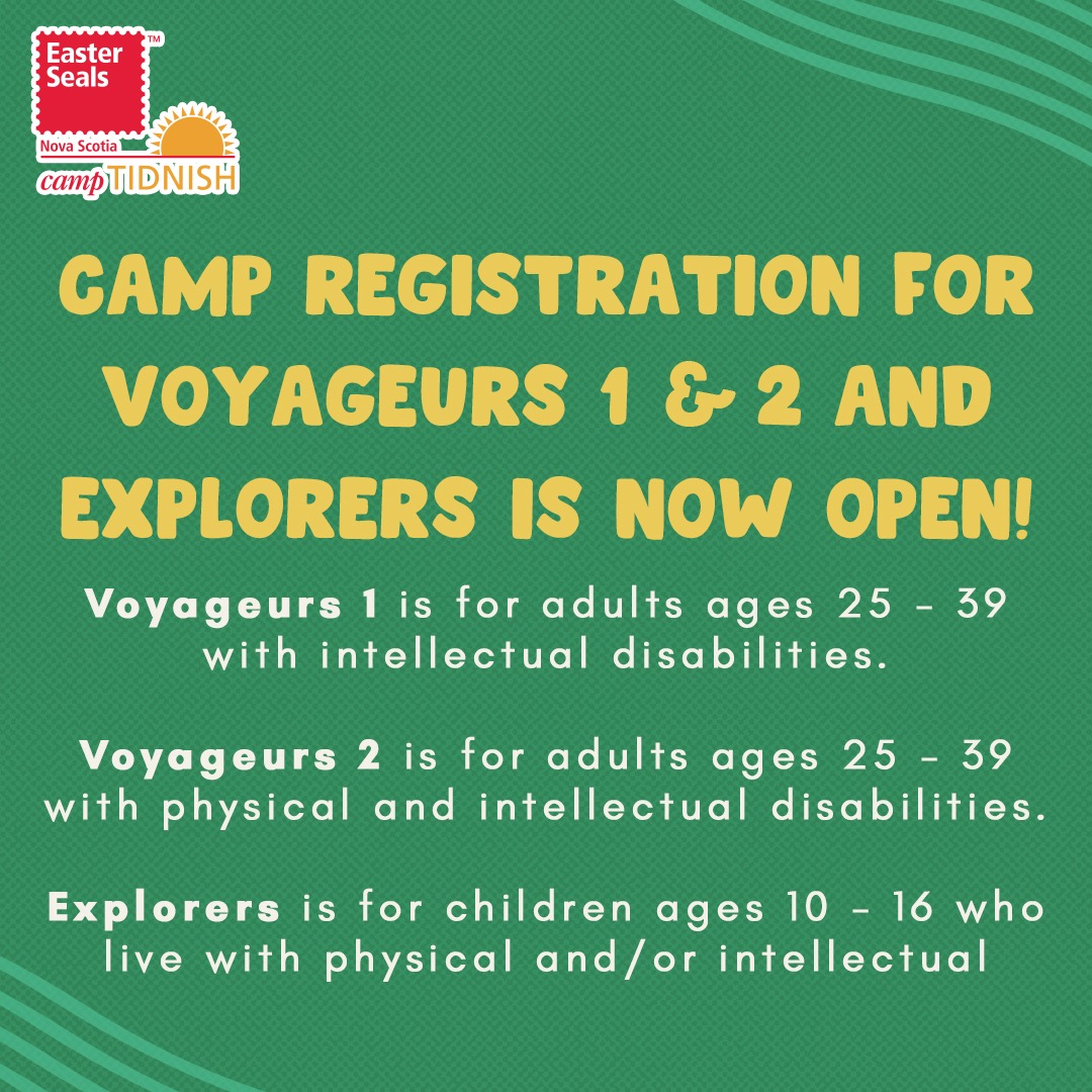 Camp registration is now open for the Voyageurs 1, Voyageurs 2, and Explorers sessions! 

To register visit campscui.active.com/orgs/EasterSea… 

For more information on this year’s camp sessions visit easterseals.ns.ca/camp-sessions