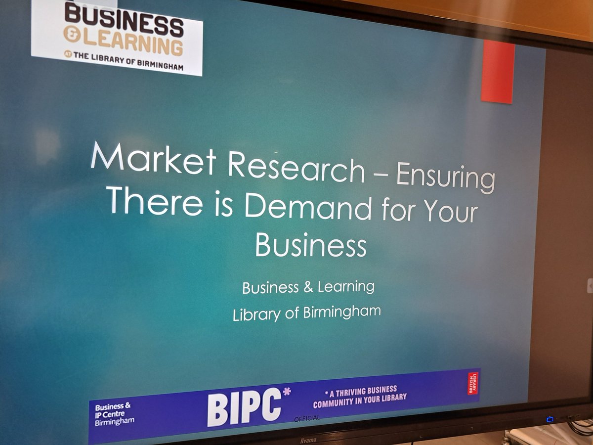 Is your business viable?

Our Market Research workshop took attendees from primary to secondary market research, questions to ask and places to look to help our attendees decide if their business idea has potential
bit.ly/BIPCworkshops

<a href="/BIPC/">Business & IP Centre</a> <a href="/BhamCityCouncil/">Birmingham City Council</a> <a href="/LibraryofBham/">LibraryofBirmingham</a>