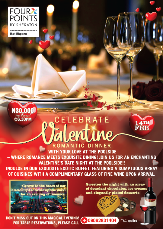 FPIkotEkpene's tweet photo. This month of love, we're excited to introduce our special Love Notes! Celebrate your love this Valentine by writing your love story with us.
Book now at https://t.co/KXqWdc8PK9 or call 09062831404 to make this Valentine special
#Enjoyromanceinraffiacity #FourPointsIkot #Valsday https://t.co/aWmgTpebzq
