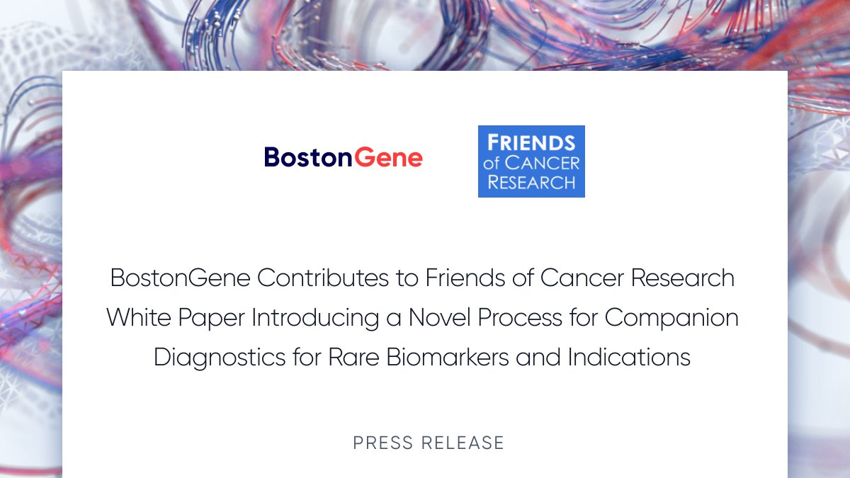 BostonGeneCorp (@bostongenecorp) on Twitter photo BostonGene contributed to a white paper with <a href="/CancerResrch/">Friends of Cancer Research</a> entitled “Innovative Validation and Regulatory Processes for Companion Diagnostic Tests for Rare Biomarkers or Indications.” The paper highlights key considerations and strategic recommendations to improve the BostonGene contributed to a white paper with <a href="/CancerResrch/">Friends of Cancer Research</a> entitled “Innovative Validation and Regulatory Processes for Companion Diagnostic Tests for Rare Biomarkers or Indications.” The paper highlights key considerations and strategic recommendations to improve the