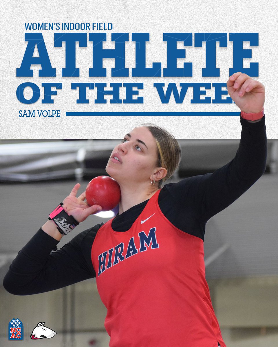 Congratulations to Sam Volpe of <a href="/hiramxctf/">Hiram College Cross Country and Track and Field</a> on earning <a href="/NCAC/">NCAC</a> Women's Indoor Field Athlete of the Week honors! #NCACPride

#NCACFamily | #ncacitrk

📰 | tinyurl.com/49j27e25