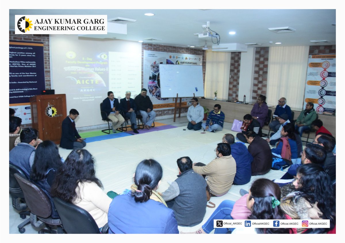 Official_AKGEC's tweet image. AKGEC inaugurated the 27th AICTE-approved eight-day FDP on Universal Human Values on February 3, 2025, fostering faculty enrichment with expert insights and discussions. #AKGEC #FDP2025 #UniversalHumanValues #AICTEApproved #BestEngineeringCollege