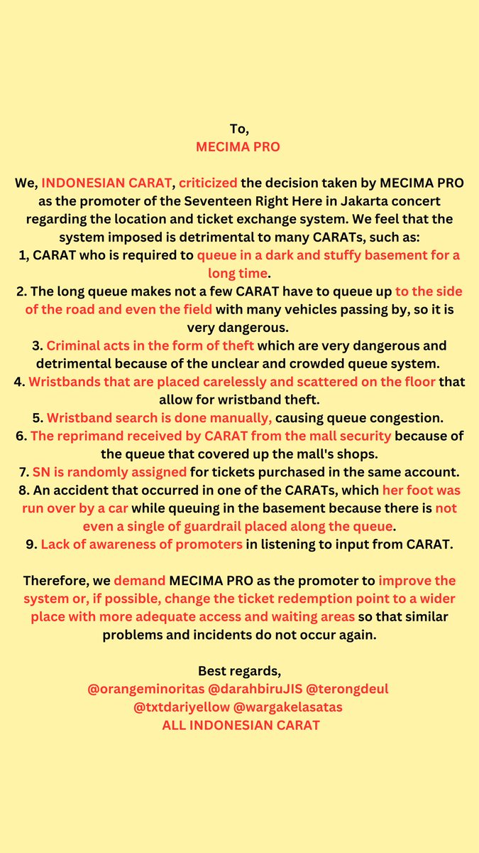 darahbiruJIS's tweet photo. [AKSI CARAT BERSUARA]

To @mecimapro

WE, INDONESIAN CARAT, DEMAND YOU TO RESPECT YOUR CUSTOMER AND BE A WISE PROMOTOR!

#Aksi_Carat_Bersuara
#MECIMA_WAKE_UP
#MECIMA_LISTEN_TO_US
#MECIMA_NOT_PROfessional
#JusticeForCarat https://t.co/bUNBq1hhkb