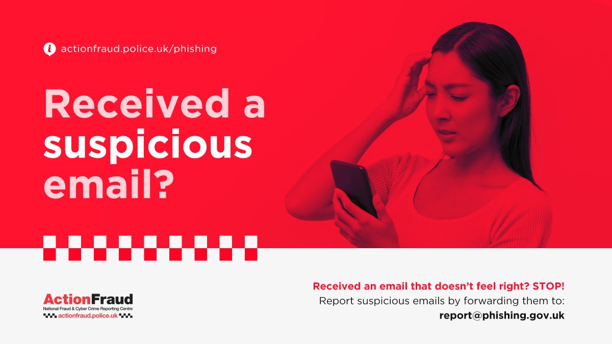 reportfrauduk's tweet photo. 📨Received an email which you’re not quite sure about?

🤔Is it asking you to log in to your account, or maybe to “confirm” your payment details?

⚠️If you are suspicious, you should report it by forwarding the email to: report@phishing.gov.uk https://t.co/Df8vTLTbmn