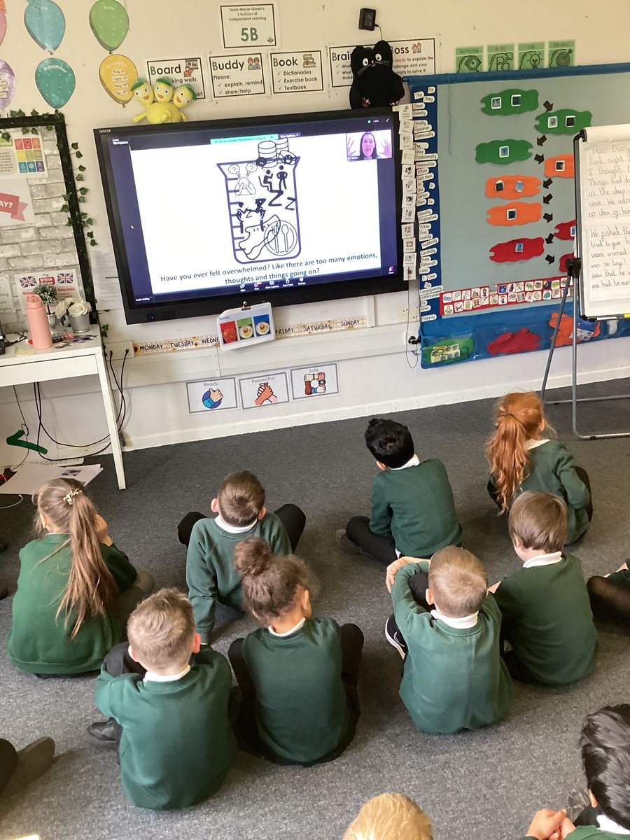 We really enjoyed the <a href="/HelpPicture/">Picture News</a> Big Live Assembly this morning. We listened to ways for how to look after our mental health and explored the theme ‘Know yourself, grow yourself’🌟❤️<a href="/TeamManorGreen/">Manor Green Primary #ReadyRespectfulSafe</a>