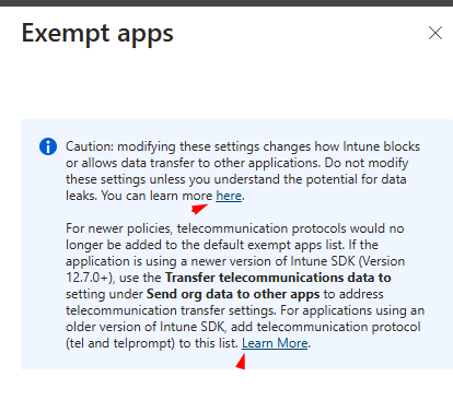gains_matthew's tweet photo. @IntuneSuppTeam Hey Guys just a note, These hyperlinks take you to a 404 page

App Protection Policy > Select Apps to Exempt

/en-us/intune/app-protection-policies-exception https://t.co/afuRH0XYBs