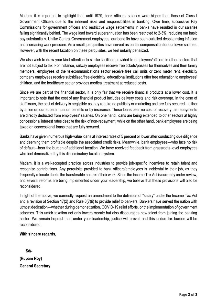 All India Bank Officers' Confederation (AIBOC) (@aiboc_in) on Twitter photo AIBOC Writes to Hon'ble Finance Minister <a href="/FinMinIndia/">Ministry of Finance</a>, appealing for Exemption of Bank Employees from Perquisite Tax Liability Under The Income Tax Act AIBOC Writes to Hon'ble Finance Minister <a href="/FinMinIndia/">Ministry of Finance</a>, appealing for Exemption of Bank Employees from Perquisite Tax Liability Under The Income Tax Act