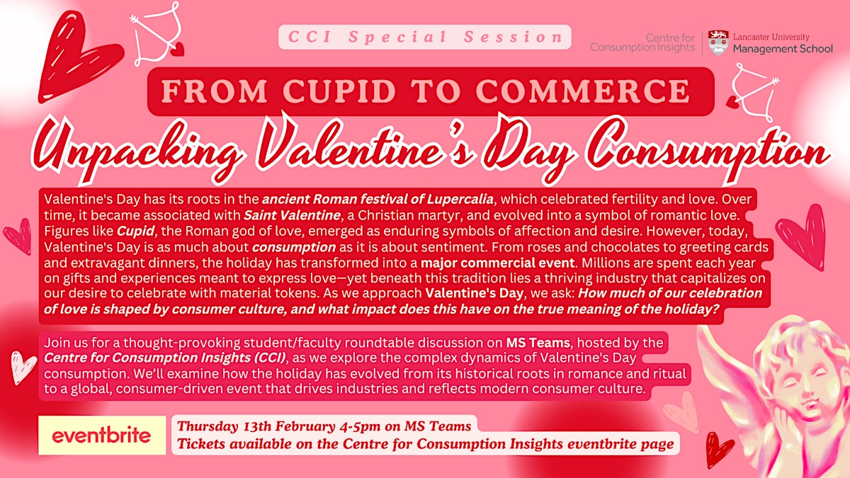 Join us Feb 13, 4-5pm for an MS Teams roundtable talk on #ValentinesDay💋! We’ll explore its transformation from ancient Rome’s Lupercalia to a consumer-driven holiday. How does marketing shape love? 🌹Can we celebrate sustainably?🌹RSVP!❤️shorturl.at/KCv8E <a href="/LumsMarketing/">LUMS Marketing</a>