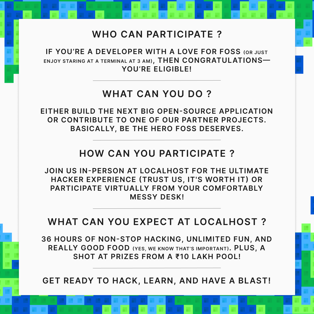 bitspaceorg's tweet photo. Ever pulled an all-nighter for code? 🌙💻 Now do it with an entire community! FOSSHACK 2025 is bringing 36 hours of open-source madness, epic collabs, and a ₹10 Lakh prize pool. Join us in person at localhost or hack from anywhere! 🚀

Register Now : https://t.co/TytBHsvsxL https://t.co/r5f5t2tfXR