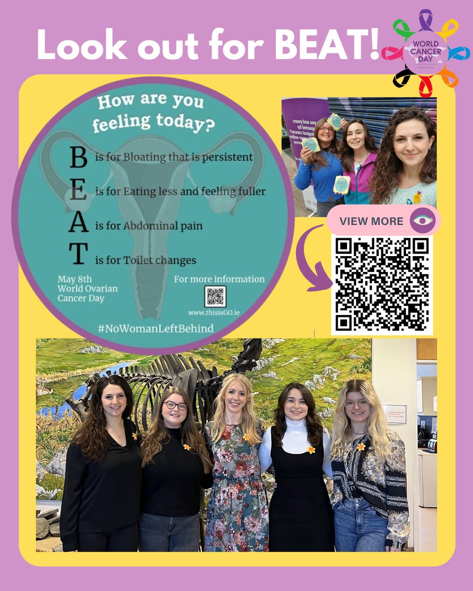 #WorldCancerDay Designed by Asia Jordan,  Adele Connor, Claire Hughes, Romina Silva, Lea Schäfer, and <a href="/UCDCancerLab/">Antoinette Perry</a> to help inform the public about the symptoms to watch out for in relation to ovarian cancer. 
To learn more about their projects: ppinetwork.ie/opportunity/br…