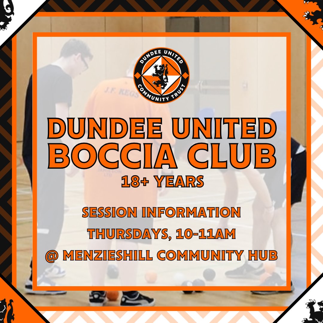 🎯 Boccia Club – A sport for everyone! 🏆

Looking for a fun, social sport? Join us for Boccia, an inclusive game for adults of all abilities!

📅 Thursdays, 10-11am

📍 Menzieshill Community Hub

🎟 First session FREE! Sign up now 👉 dundeeunitedct.classforkids.io/info/461
