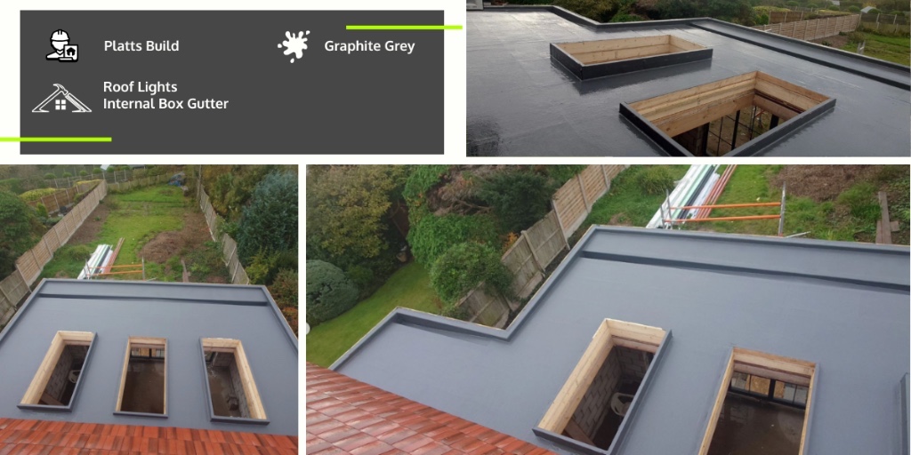 CureItGRP's tweet image. Another Cure It GRP roof completed by Platts Build! 🏠🔨 Roof lights are set to be fitted next, and we’re loving the sleek finish of the graphite grey top coat and internal box gutter. 💪 
#GRProofing #GraphiteGrey #RoofingSolutions #CureIt #PlattsBuild