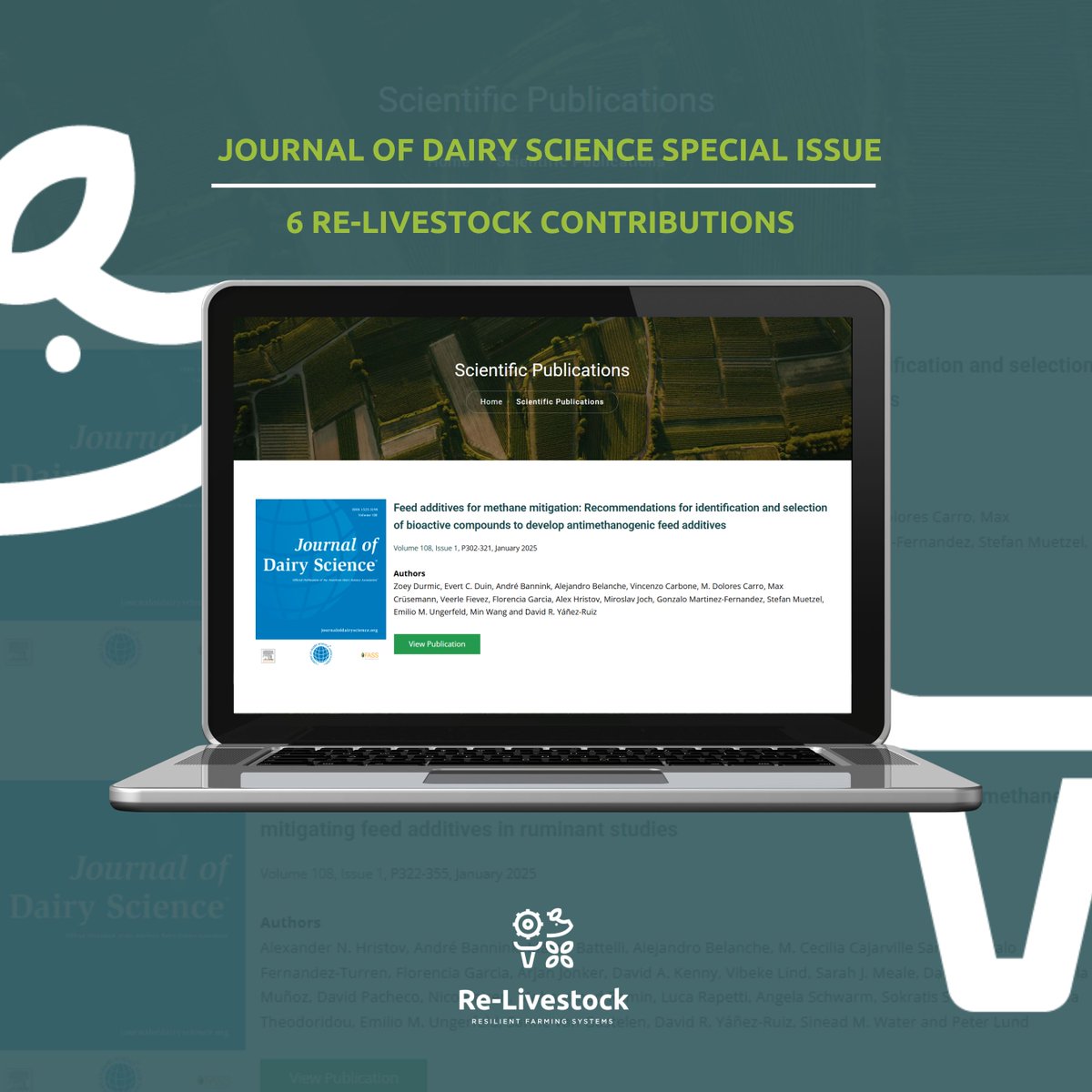 🌿 Re-Livestock is proud to announce its contribution to the latest Journal of Dairy Science special issue on feed additives for methane reduction!

🔗 Read the full issue and explore the science here: re-livestock.eu/scientific-pub…